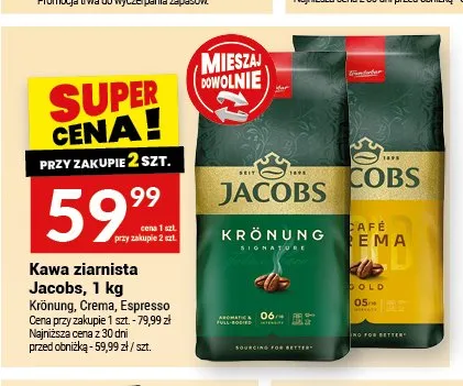 Kawa ziarnista Jacobs Crema promocja w Twój Market