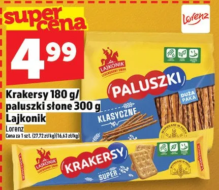 Krakersy / paluszki słone Lajkonik promocja w TOPAZ