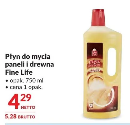 Płyn do mycia paneli i drewna Fine Life promocja w Makro