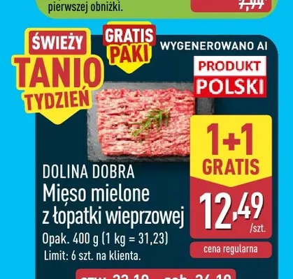 Mięso mielone z łopatki wieprzowej Dolina Dobra promocja w Aldi
