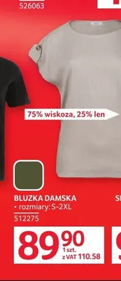 Bluzka damska 75% wiskoza 25% len promocja w Selgros