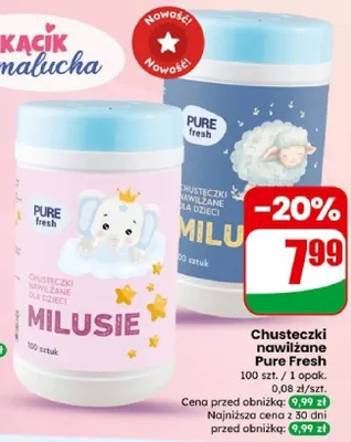 Chusteczki nawilżane Pure Fresh promocja w Dino