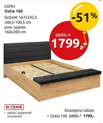 Łóżko Ostia 160 promocja w Black Red White