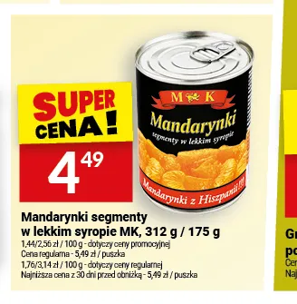 Mandarynki segmenty w lekkim syropie M & K promocja w Twój Market