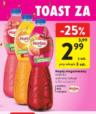 Napój niegazowany jabłko pomarańcza Hortex promocja w Intermarche