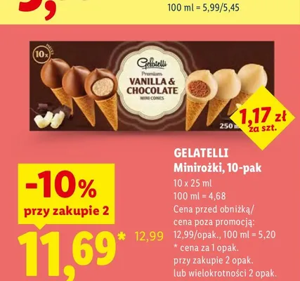 Lody Minirożki Gelatelli 10-pak promocja w Lidl