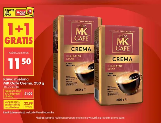 Kawa mielona MK Café Crema promocja w Biedronka