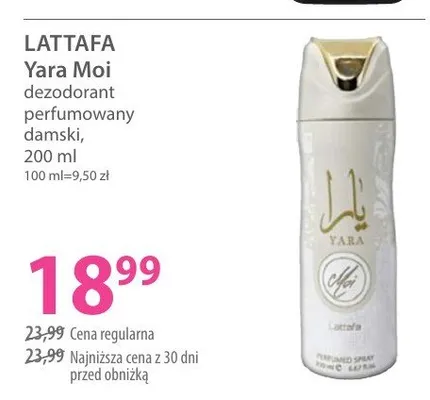 Dezodorant perfumowany damski Lattafa Yara Moi promocja w Hebe