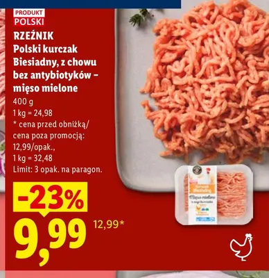 Polski kurczak Biesiadny z chowu bez antybiotyków mięso mielone Rzeźnik promocja w Lidl