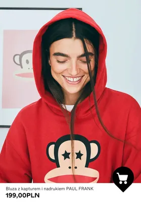 Bluza z kapturem i nadrukiem Paul Frank promocja w Bershka