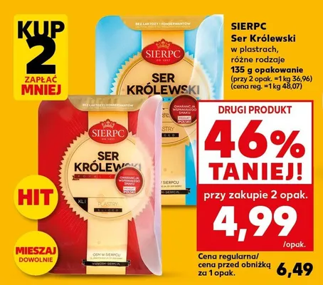 Ser Ser Królewski w plastrach, różne rodzaje promocja w Kaufland