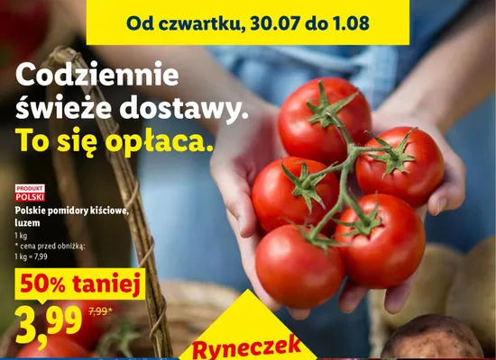 Pomidory kiściowe luzem polskie promocja w Lidl
