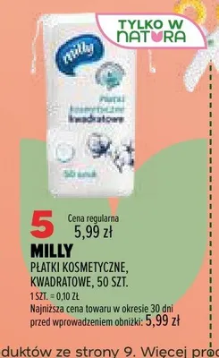 Płatki kosmetyczne kwadratowe Milly 50-pak promocja w Drogerie Natura