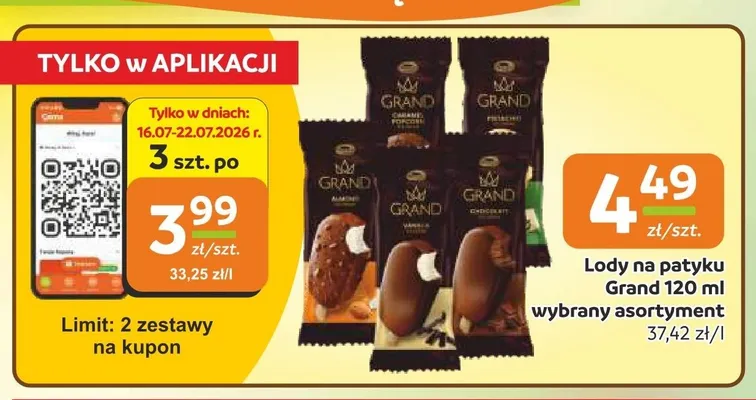 Lody na patyku Grand promocja w Gama