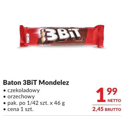 Baton 3BiT Mondelez czekoladowy/orzechowy promocja w Makro
