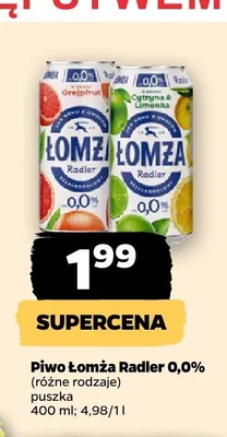 Piwo bezalkoholowe Łomża Radler Cytryna & Limonka 0,0% promocja w Netto