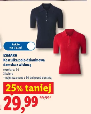 Koszulka polo dzianinowa damska z wiskozą promocja w Lidl