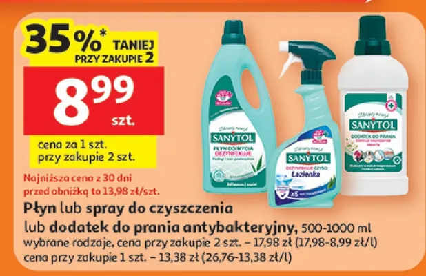Płyn lub spray do czyszczenia lub dodatek do prania antybakteryjny promocja w Auchan