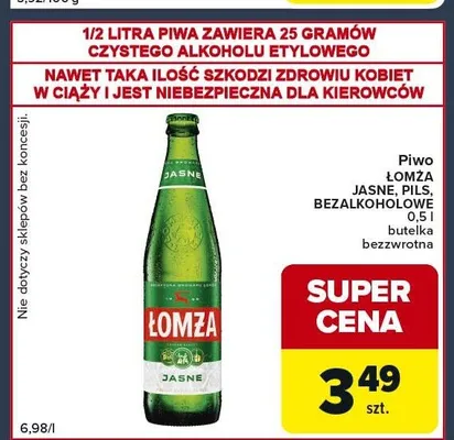 Piwo Łomża Jasne butelka bezzwrotna promocja w Globi