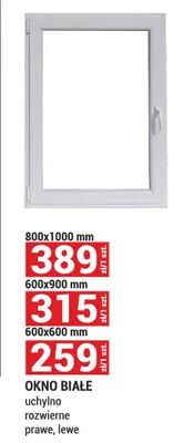 Okno białe uchylno rozwierne prawe lewe 800x1000mm promocja w Merkury Market