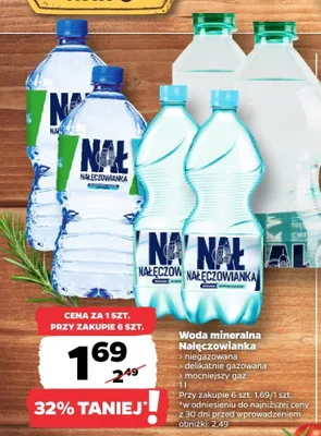 Woda mineralna Nałęczowianka delikatnie gazowana promocja w Netto