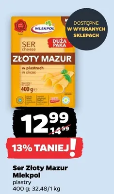 Ser Złoty Mazur Mlekpol plastry promocja w Netto
