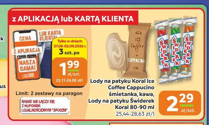 Lody na patyku Ice Coffee Cappucino kawa promocja w Społem Częstochowa