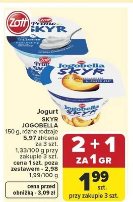 Jogurt Skyr naturalny Zott Primo promocja w Carrefour