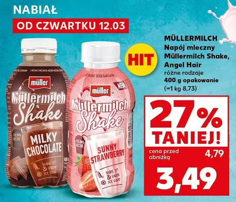 Napój mleczny Müllermilch Shake, Angel Hair różne rodzaje 400g opakowanie promocja w Kaufland