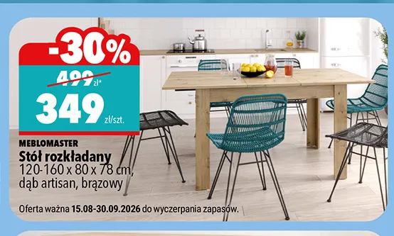 Stół rozkładany Meblomaster promocja w Biedronka