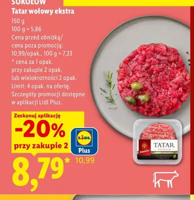 Tatar wołowy ekstra Sokołów promocja w Lidl