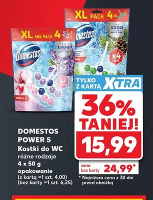Kostki do WC Power 5 Domestos 4-pak promocja w Kaufland
