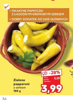 Zielone pepperoni z serkiem promocja w Kaufland