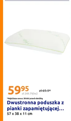 Dwustronna poduszka z pianki zapamiętującej kształt 57x38x11 cm promocja w Action