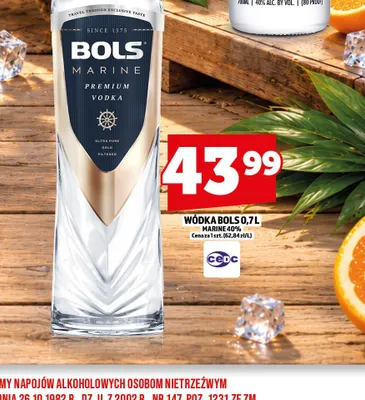 Wódka Bols Marine 40% promocja w TOPAZ