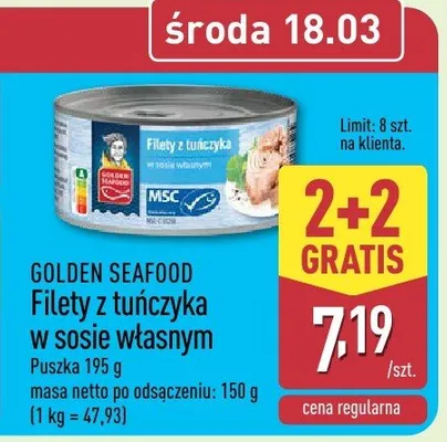 Filety z tuńczyka w sosie własnym promocja w Aldi