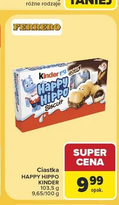 Ciastka Happy Hippo Kinder promocja w Carrefour