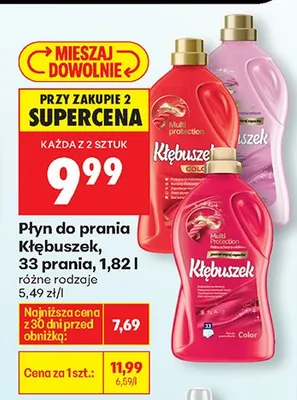 Płyn do prania Kłębuszek 33 prania 1,82l różne rodzaje promocja w Biedronka