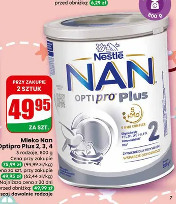 Mleko Nan Optipro Plus 2, 3, 4 promocja w Dino