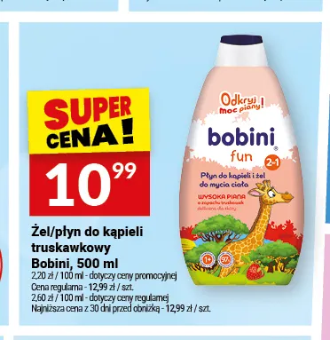 Żel/płyn do kąpieli truskawkowy Bobini promocja w Twój Market
