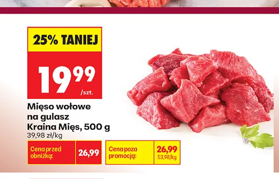 Mięso wołowe na gulasz Kraina Mięs promocja w Biedronka