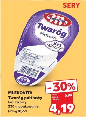 Twaróg półtłusty bez laktozy Mlekovita promocja w Kaufland