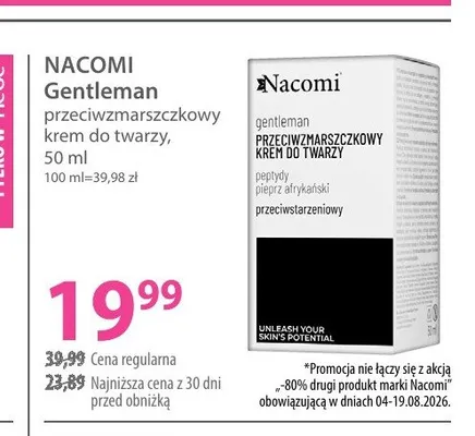 Krem do twarzy przeciwzmarszczkowy Nacomi Gentleman promocja w Hebe