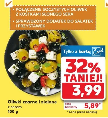 Oliwki czarne i zielone z serem promocja w Kaufland