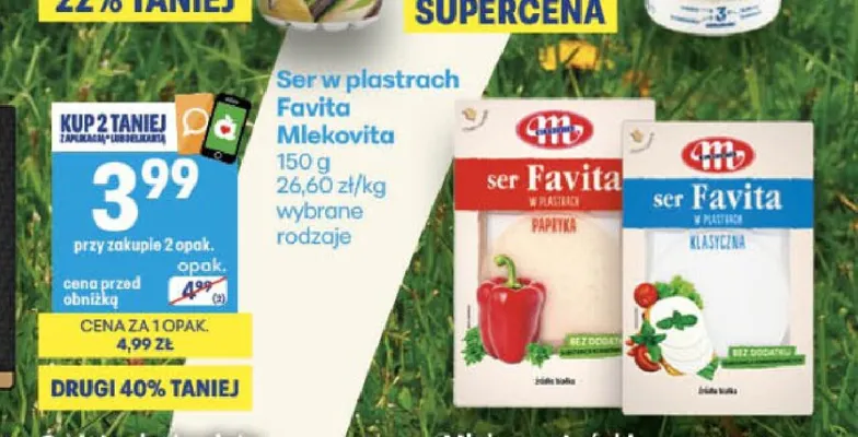Ser w plastrach Favita Mlekovita z papryką promocja w Delikatesy Centrum