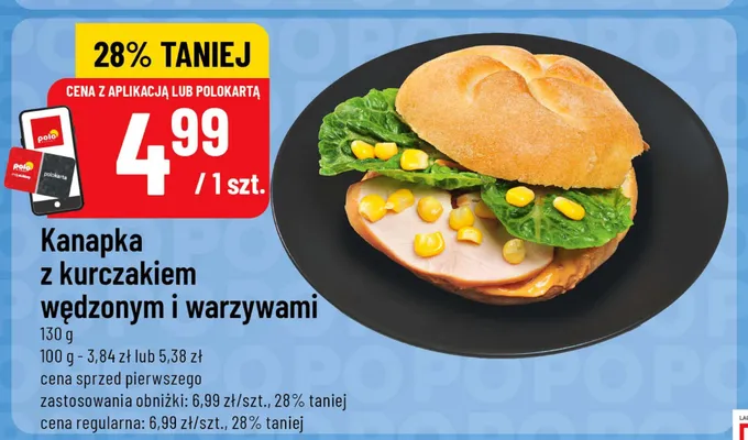 Kanapka z kurczakiem wędzonym i warzywami promocja w POLOmarket
