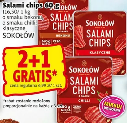 Salami chips 60g różne smaki promocja w Prim Market