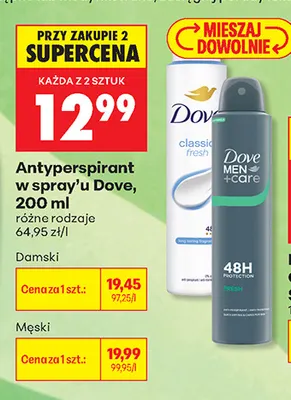 Antyperspirant w sprayu Dove damski promocja w Biedronka