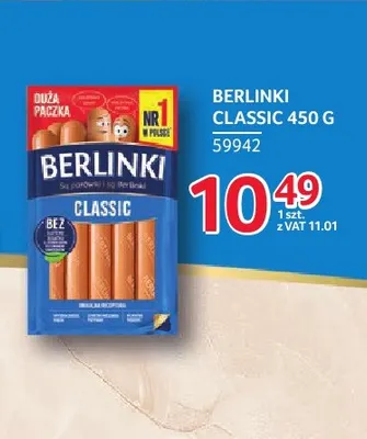 Parówki Berlinki Classic 450 g promocja w Selgros