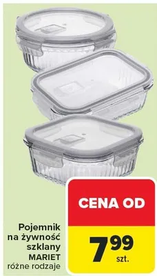 Pojemnik na żywność szklany MARIET różne rodzaje promocja w Carrefour